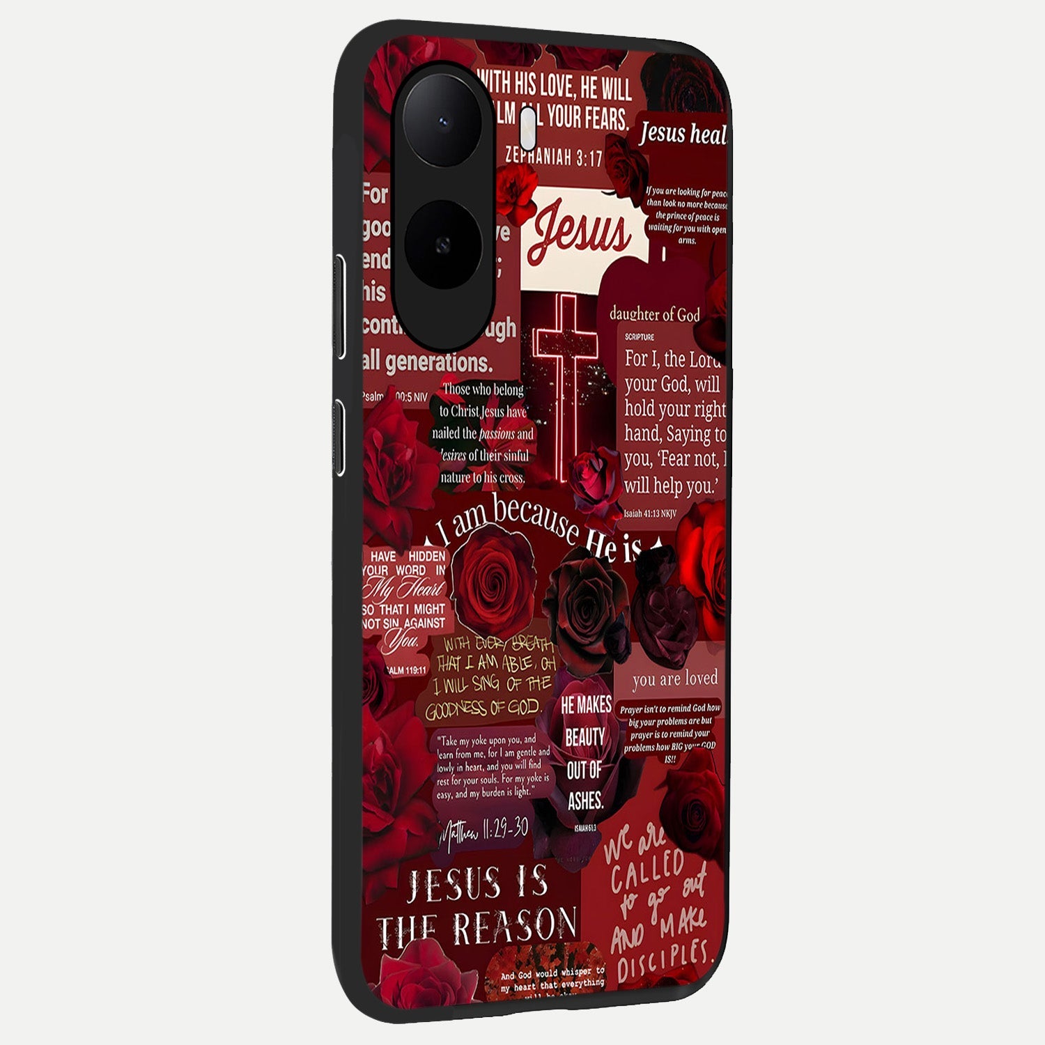  Jesus Love Heals back cover For Poco C85x slim fit glass case with vibrant aesthetic design
