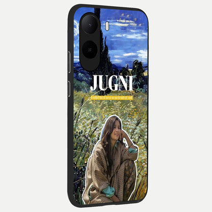  Jugni Soul Vibes back cover For Poco C85x slim fit glass case with vibrant aesthetic design