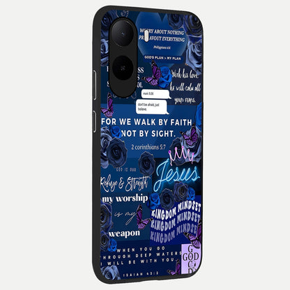  Kingdom Faith Glow back cover For Poco C85x slim fit glass case with vibrant aesthetic design