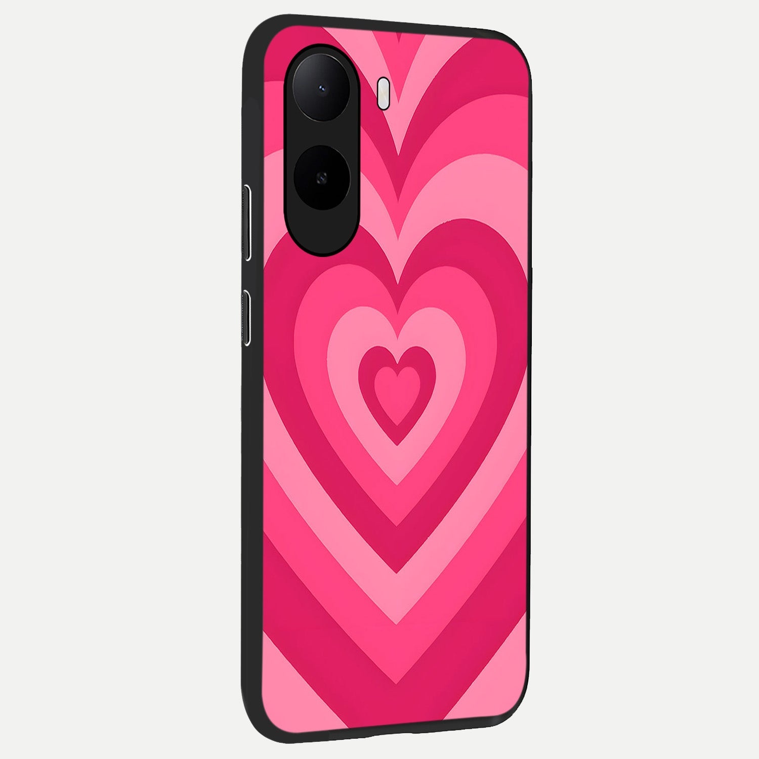  Layered Love Hearts back cover For Poco C85x slim fit glass case with vibrant aesthetic design