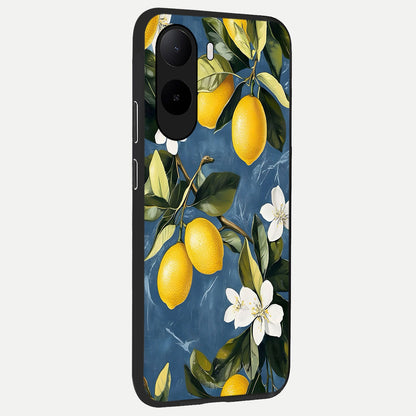  Lemon Dream Garden back cover For Poco C85x slim fit glass case with vibrant aesthetic design