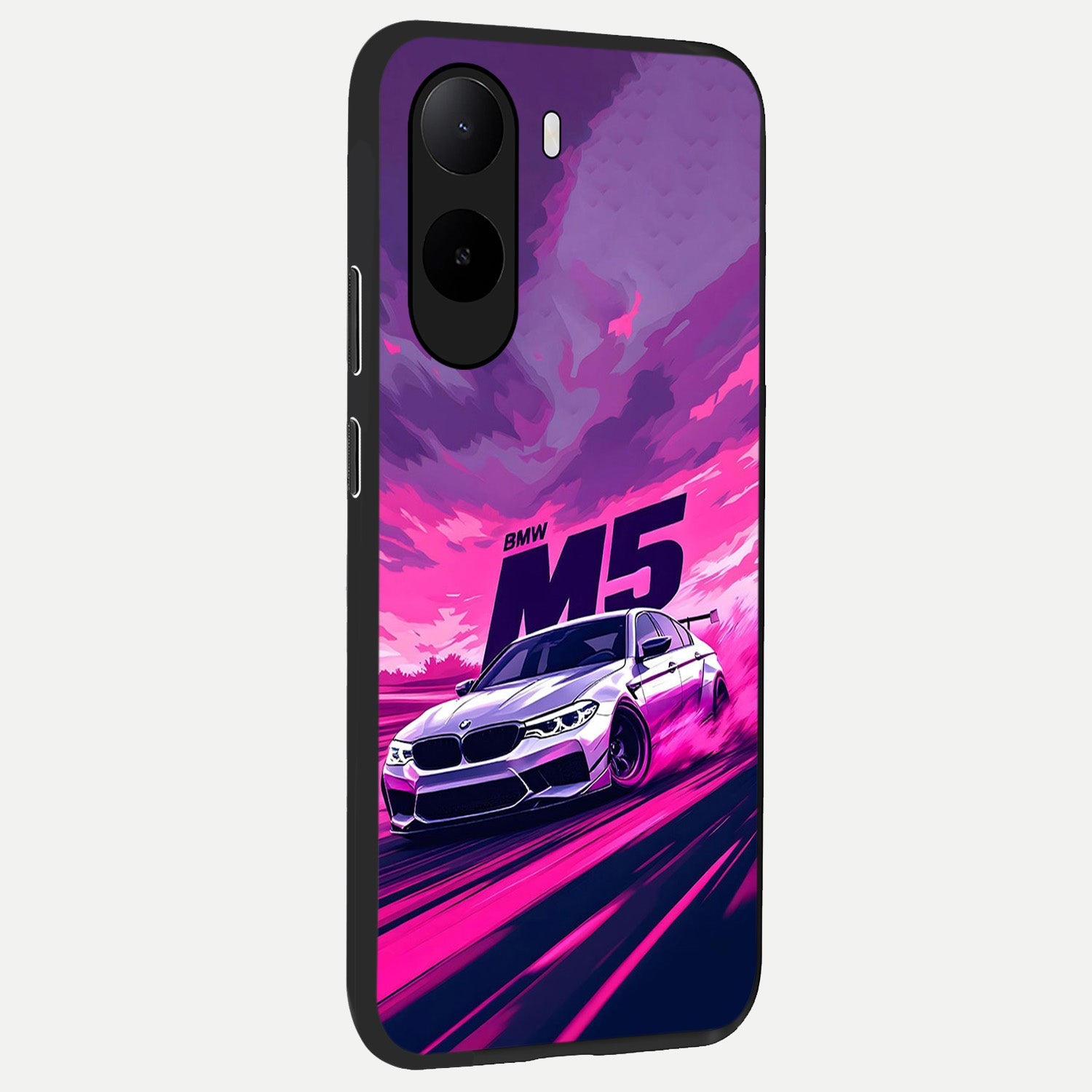  MS Neon Car back cover For Poco C85x slim fit glass case with vibrant aesthetic design