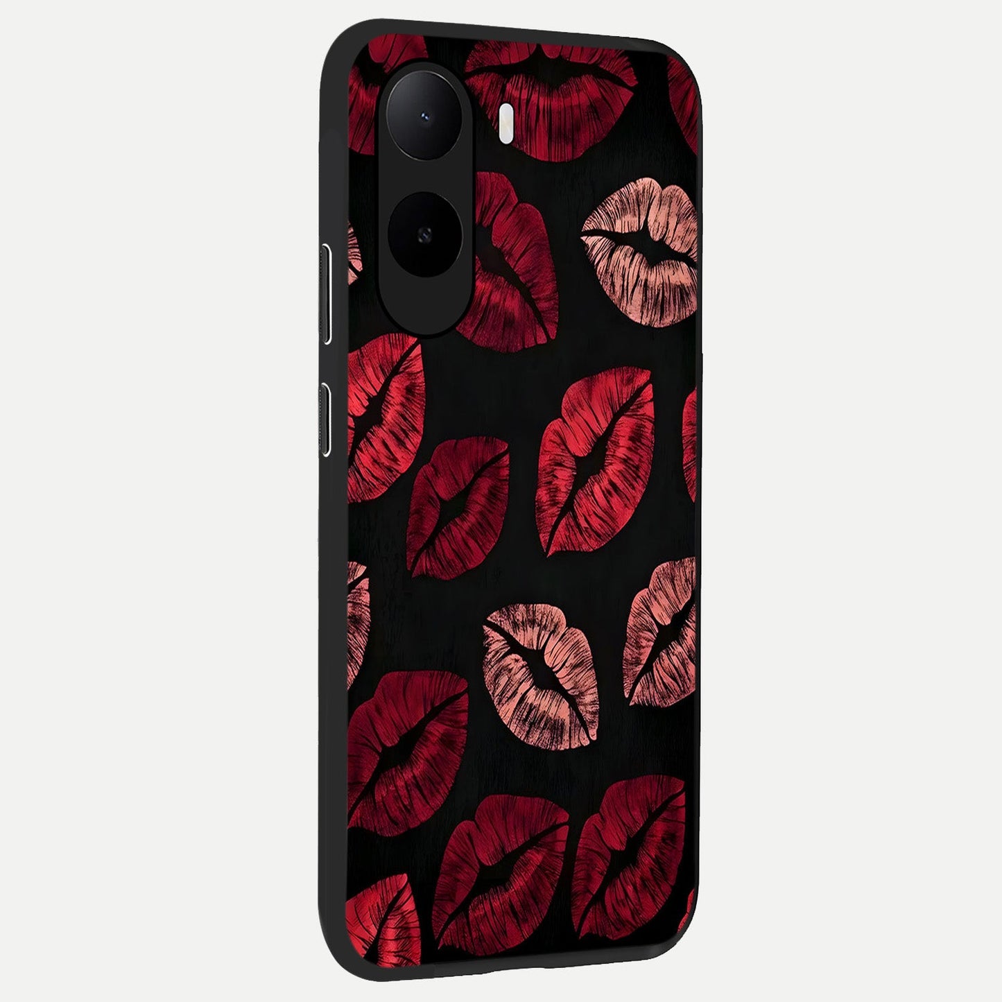  Midnight Kiss Love back cover For Poco C85x slim fit glass case with vibrant aesthetic design