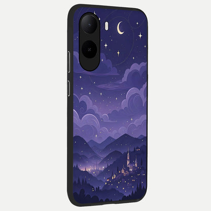  Minimal Night View back cover For Poco C85x slim fit glass case with vibrant aesthetic design
