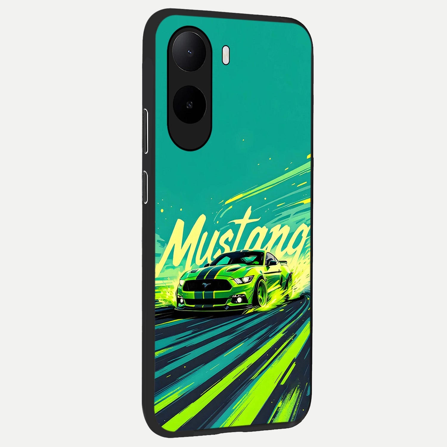  Mustang Bang back cover For Poco C85x slim fit glass case with vibrant aesthetic design