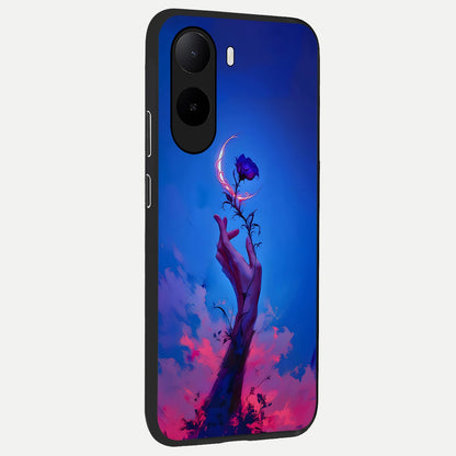  Mystic Hand back cover For Poco C85x slim fit glass case with vibrant aesthetic design