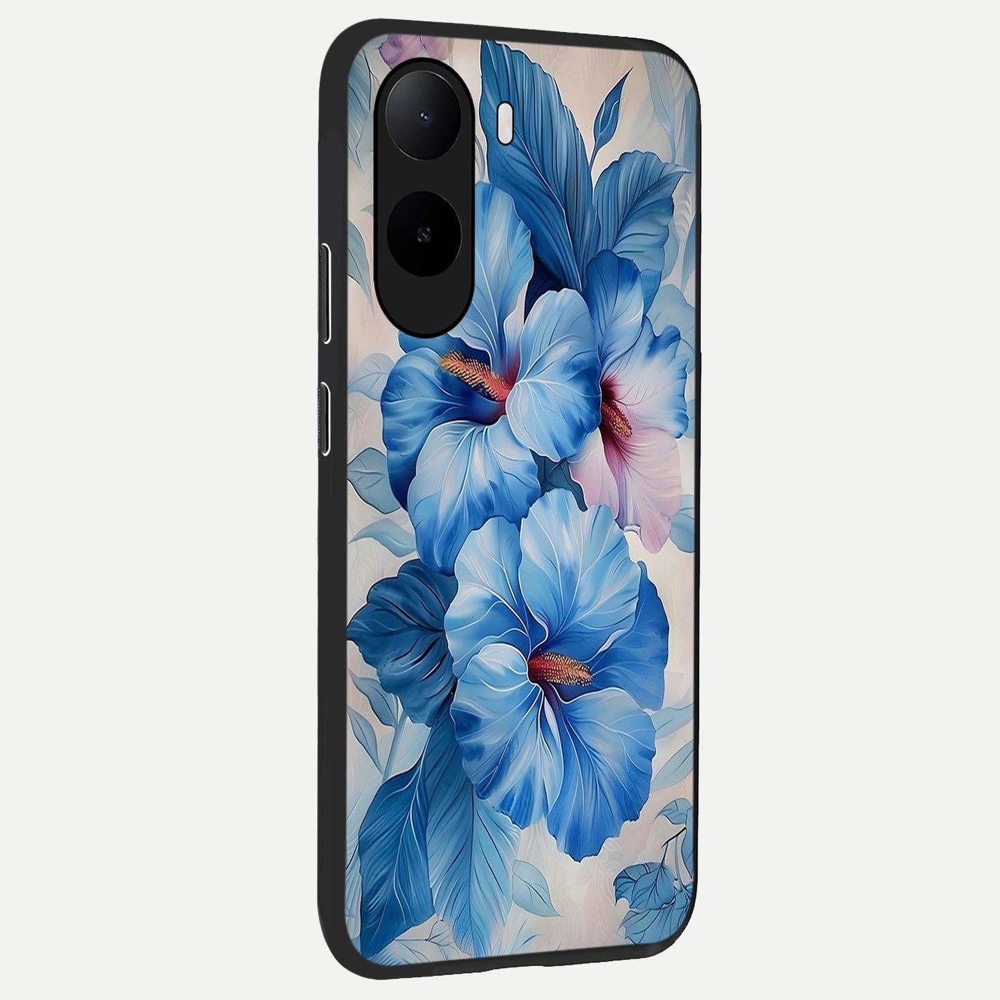  Ocean Hibiscus Grace back cover For Poco C85x slim fit glass case with vibrant aesthetic design