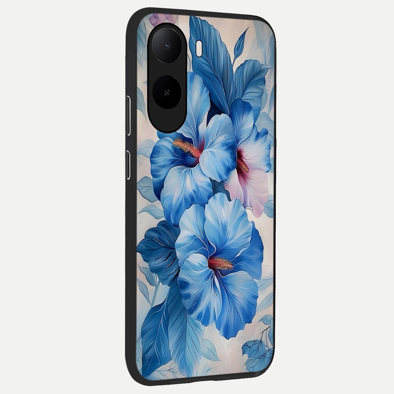  Ocean Hibiscus Grace back cover For Poco C85x slim fit glass case with vibrant aesthetic design
