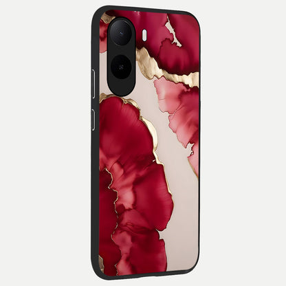  Pink And White Marble back cover For Poco C85x slim fit glass case with vibrant aesthetic design