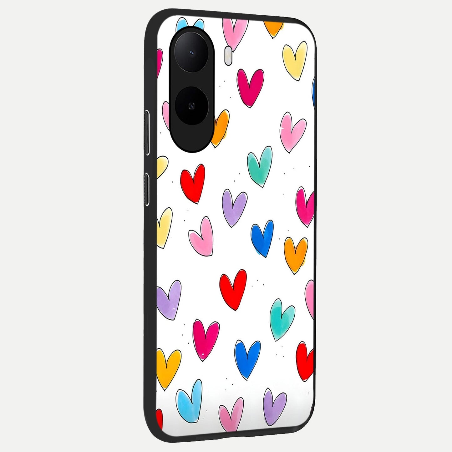 Playful Love Doodles back cover For Poco C85x slim fit glass case with vibrant aesthetic design