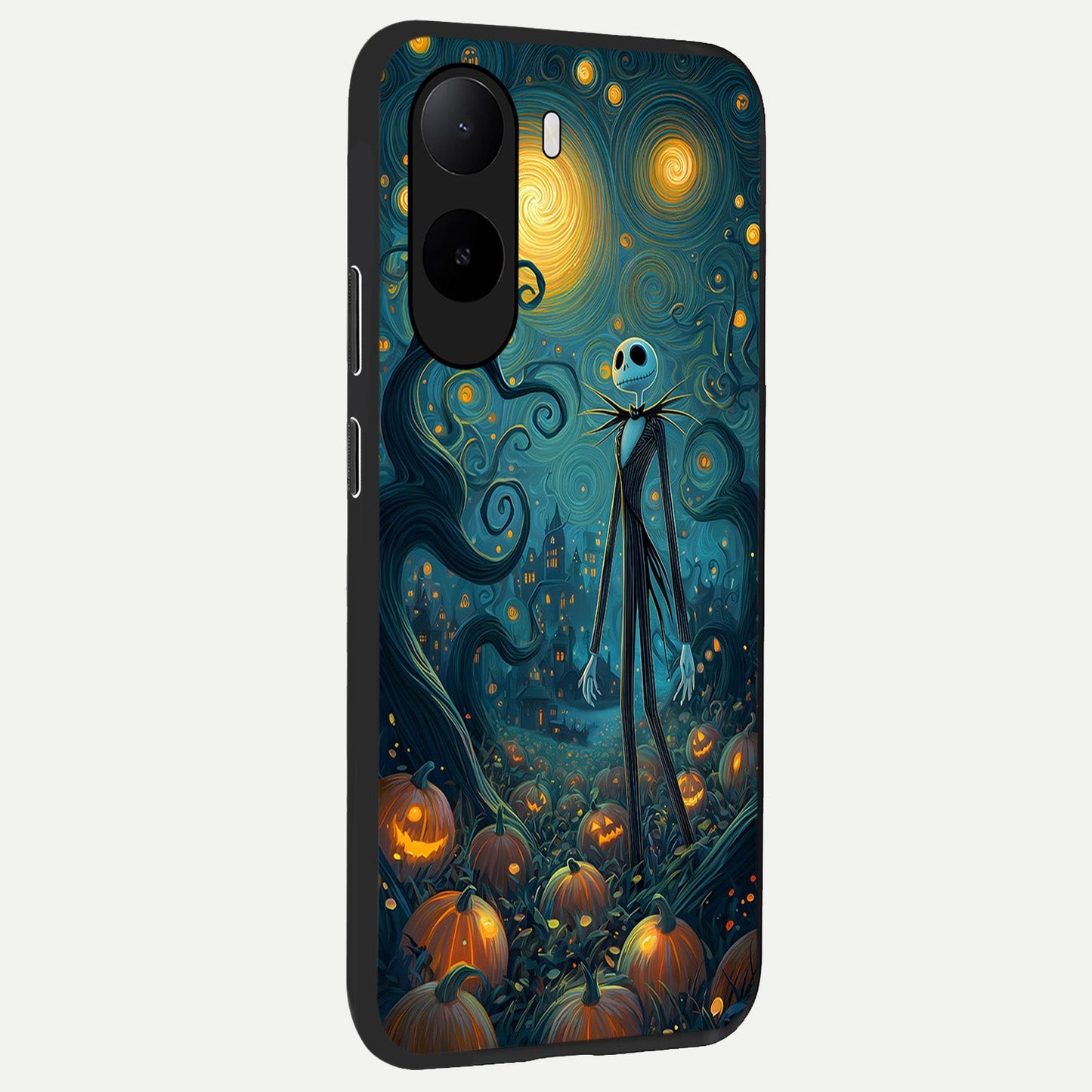  Pumpkin Moonlight Tale back cover For Poco C85x slim fit glass case with vibrant aesthetic design