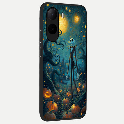 Pumpkin Moonlight Tale back cover For Poco C85x slim fit glass case with vibrant aesthetic design