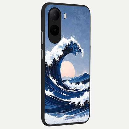  Rising Tide Power back cover For Poco C85x slim fit glass case with vibrant aesthetic design