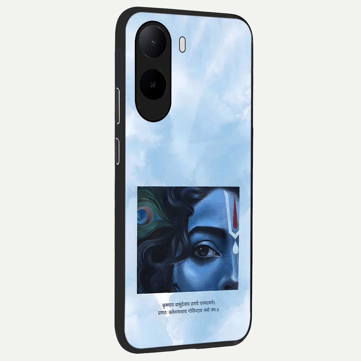  Spiritual Krishna back cover For Poco C85x slim fit glass case with vibrant aesthetic design