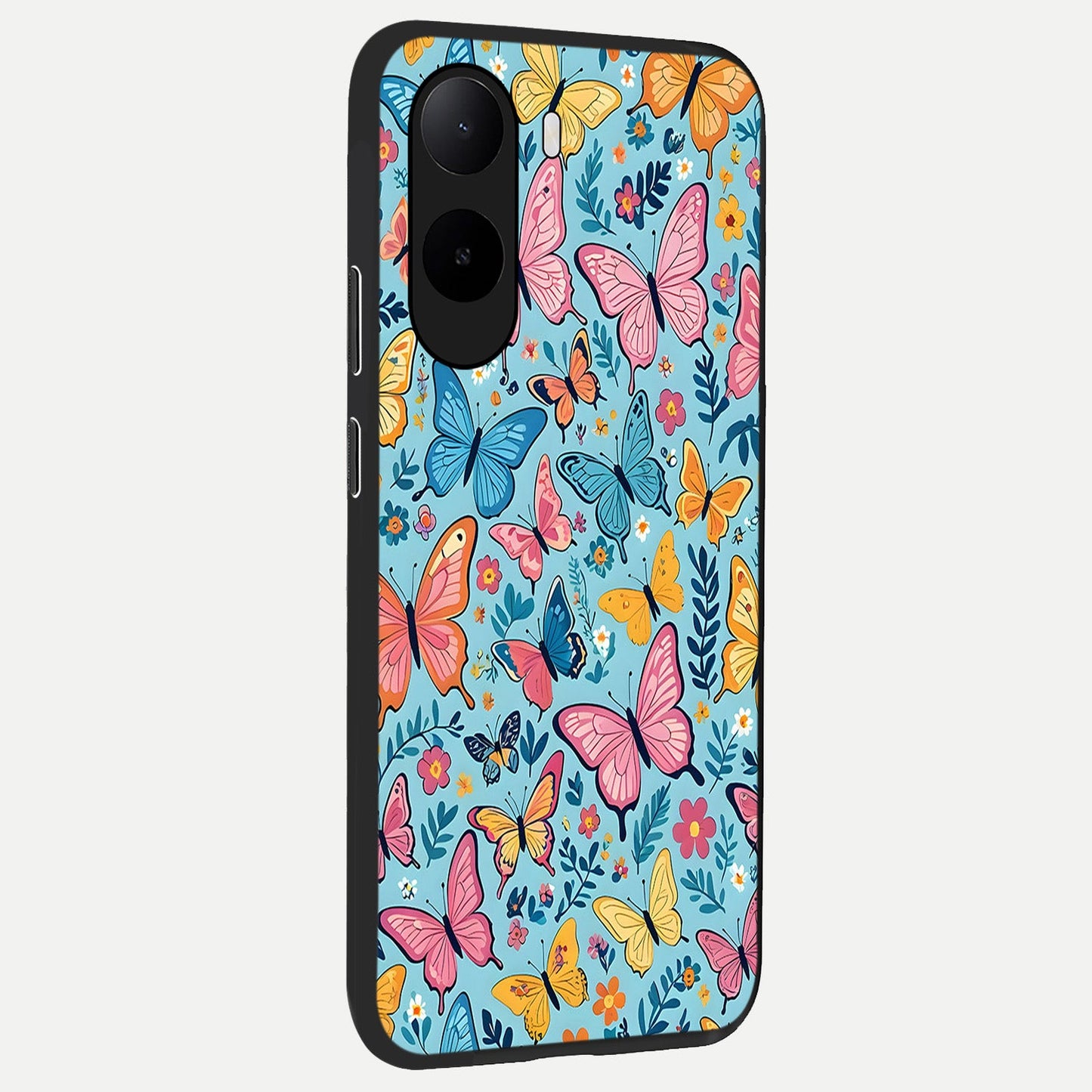  Spring Wing Garden back cover For Poco C85x slim fit glass case with vibrant aesthetic design