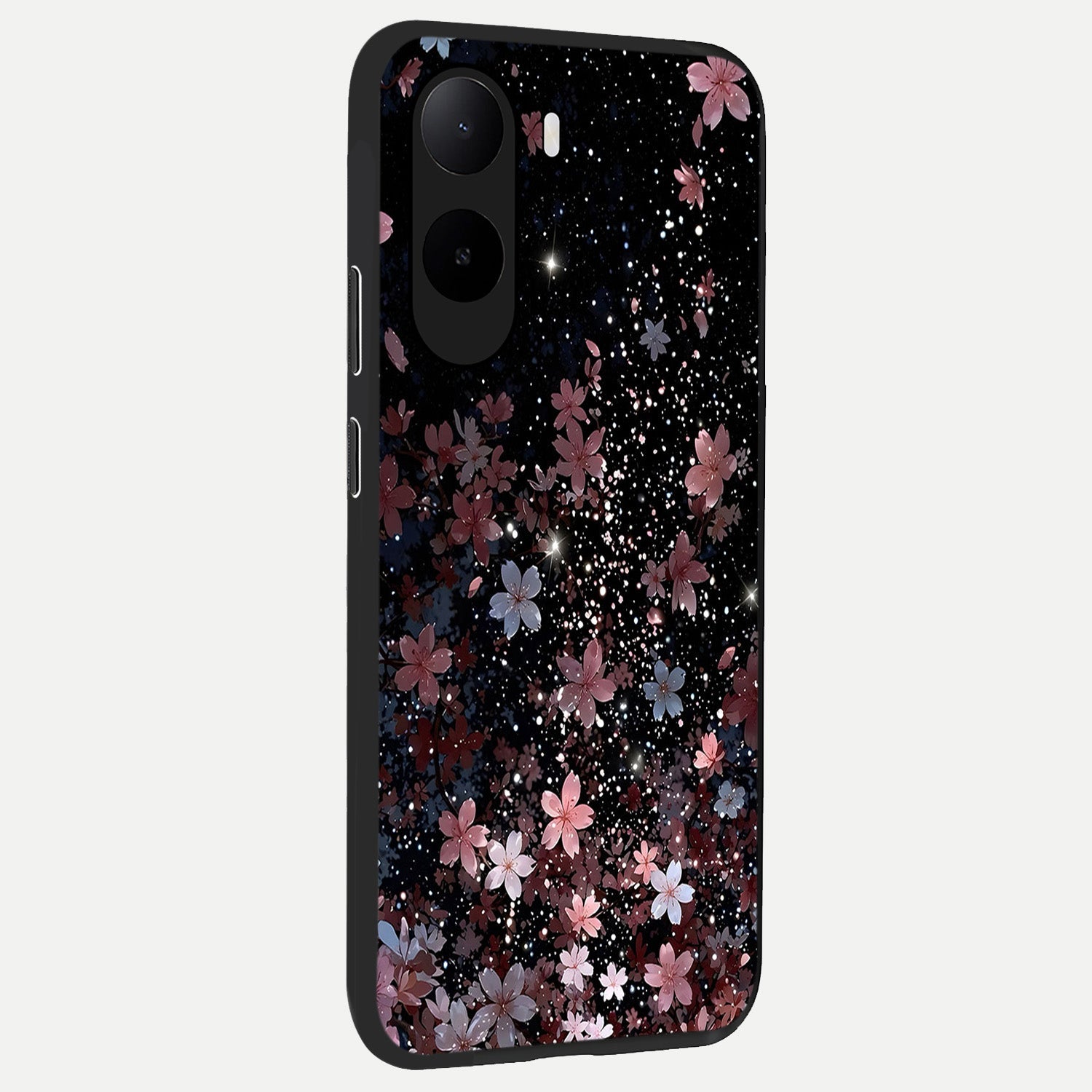  Starlit Flower Dreams back cover For Poco C85x slim fit glass case with vibrant aesthetic design