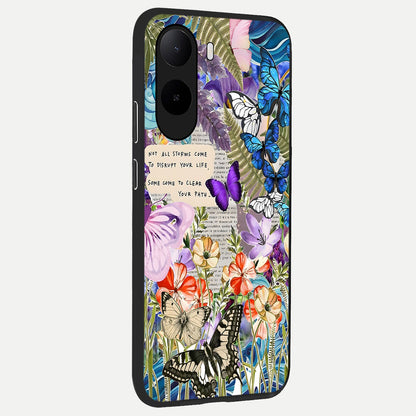  Storm Path Bloom back cover For Poco C85x slim fit glass case with vibrant aesthetic design