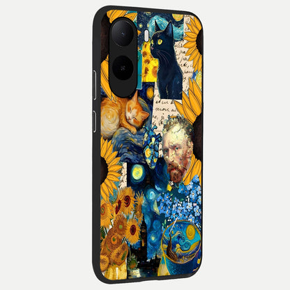  Sunflower Chic Mood Custom Name back cover For Poco C85x slim fit glass case with vibrant aesthetic design