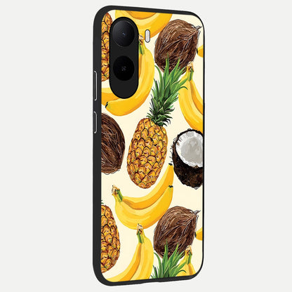  Tropical Fruit Mood back cover For Poco C85x slim fit glass case with vibrant aesthetic design