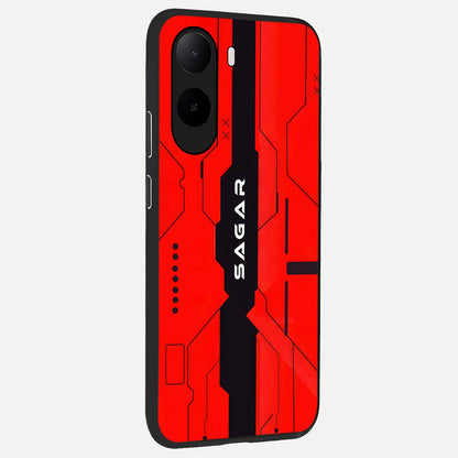  Voltage Rise CYBERPUNK Custom Name back cover For Poco C85x slim fit personalized glass case with bold cyberpunk design