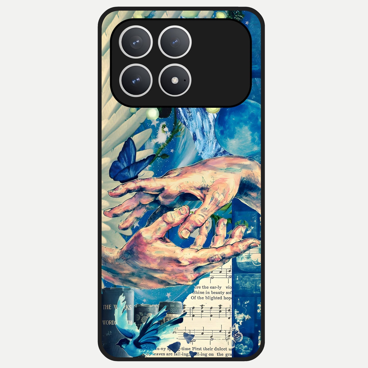 Aesthetic Divider Glass Case For Poco F8 Pro back cover – full design glossy printed glass finish
