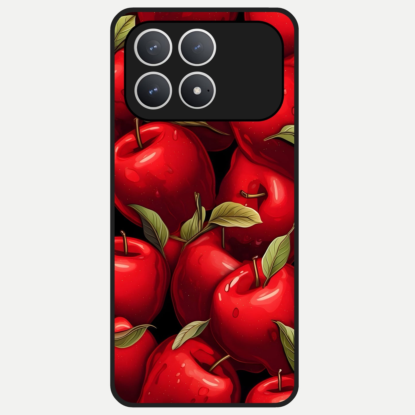  Apple Pattern Glass Case For Poco F8 Pro back cover – full design glossy printed glass finish