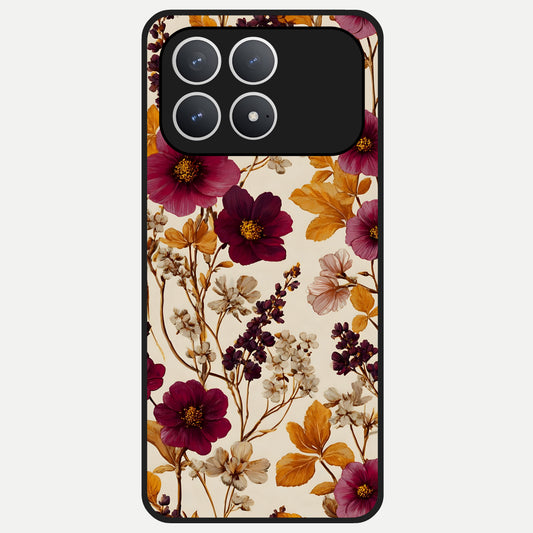  Autumn Wine Bloom Glass Case For Poco F8 Pro back cover – full design glossy printed glass finish