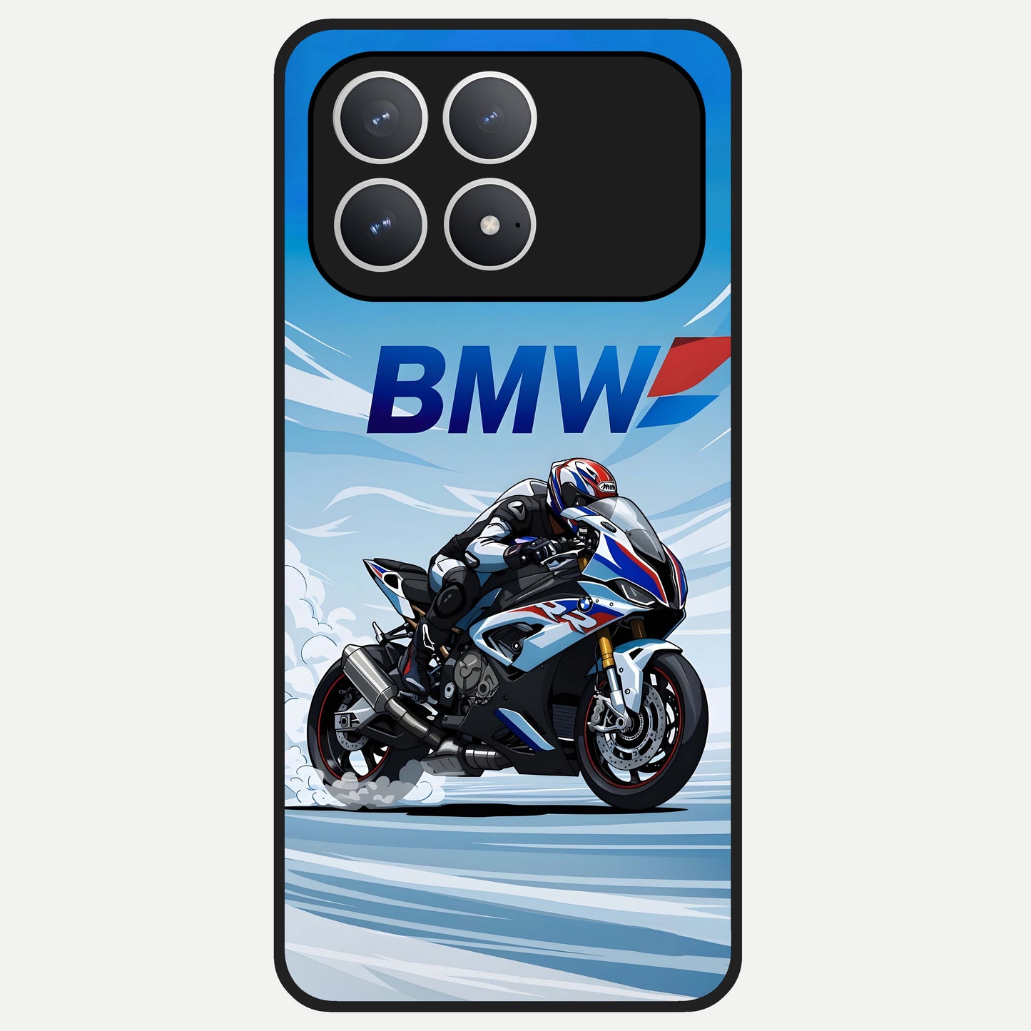  BMW Power Drift Glass Case For Poco F8 Pro back cover – full design glossy printed glass finish