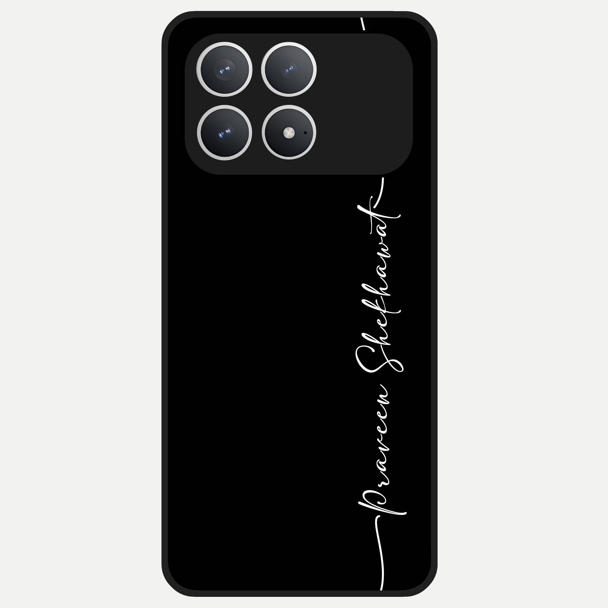  Black Tune Custom Name Glass Case For Poco F8 Pro back cover – full design glossy printed glass finish