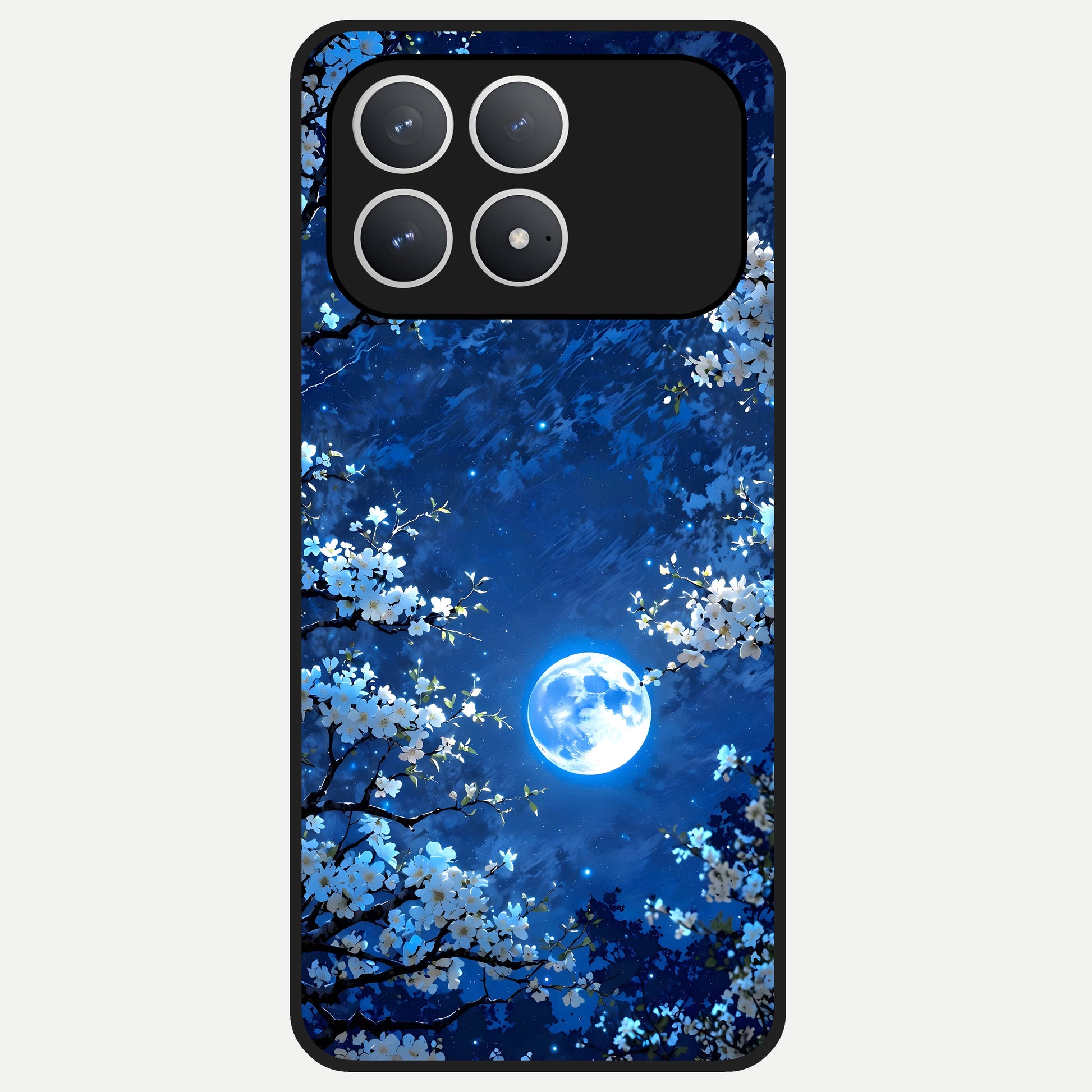  Blossom Moonlight Sky Glass Case For Poco F8 Pro back cover – full design glossy printed glass finish