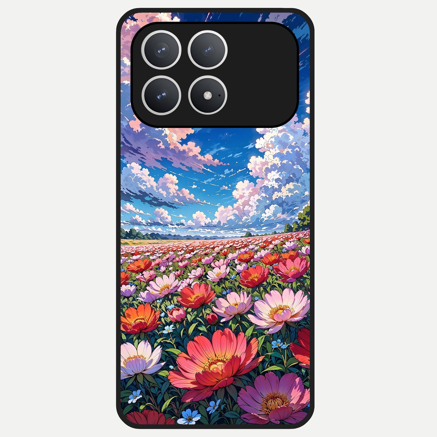  Blossom Sky Field Glass Case For Poco F8 Pro back cover – full design glossy printed glass finish