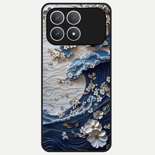  Blossom Wave Art Glass Case For Poco F8 Pro back cover – full design glossy printed glass finish