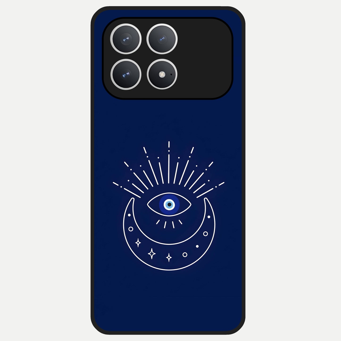  Blue Evil Eye Glass Case For Poco F8 Pro back cover – full design glossy printed glass finish