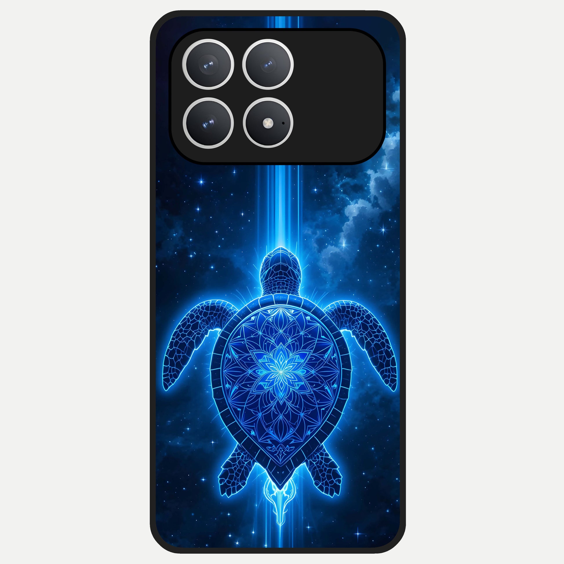  Blue Galaxy Turtle Glass Case For Poco F8 Pro back cover – full design glossy printed glass finish