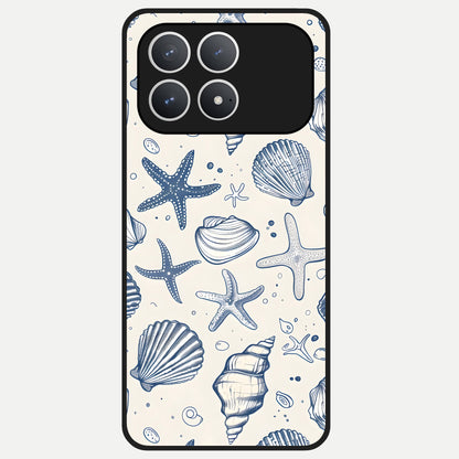  Blue Ocean Outline Glass Case For Poco F8 Pro back cover – full design glossy printed glass finish