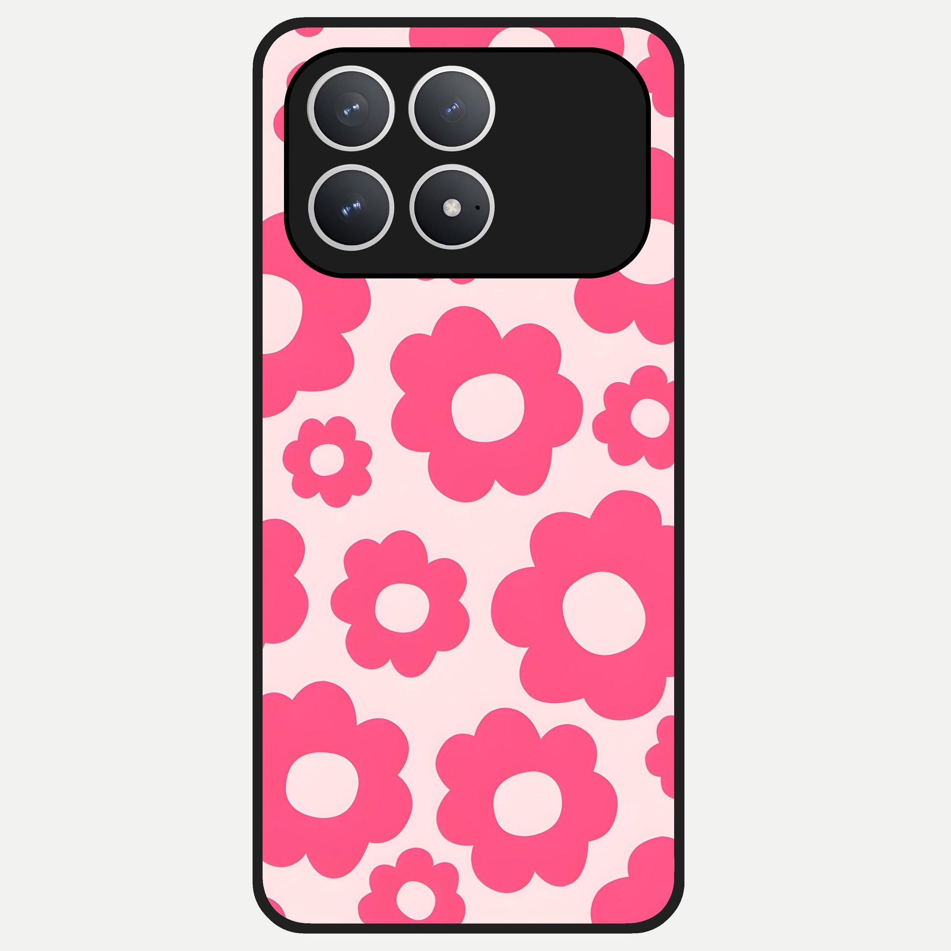  Blush Flower Pop Glass Case For Poco F8 Pro back cover – full design glossy printed glass finish