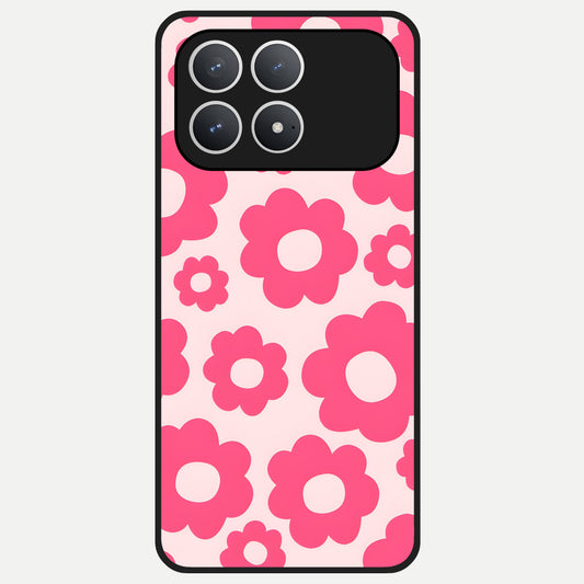  Blush Flower Pop Glass Case For Poco F8 Pro back cover – full design glossy printed glass finish