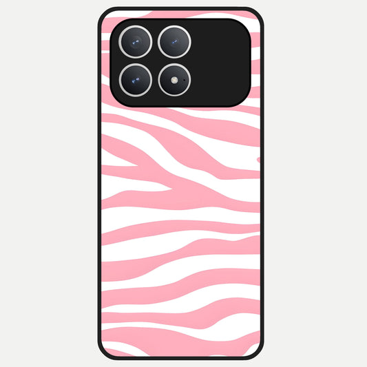  Blush Zebra Flow Glass Case For Poco F8 Pro back cover – full design glossy printed glass finish
