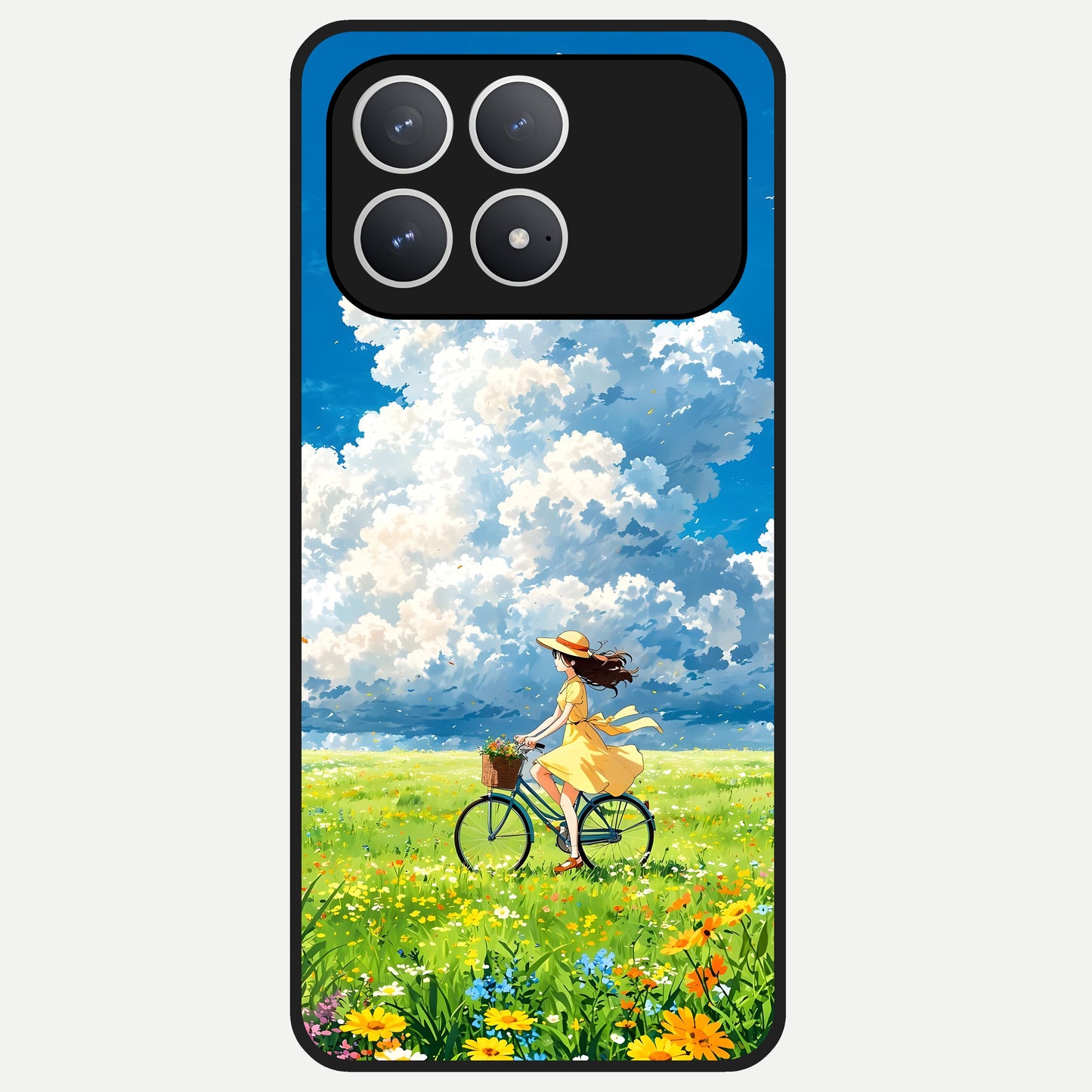  Breezy Meadow Ride Glass Case For Poco F8 Pro back cover – full design glossy printed glass finish
