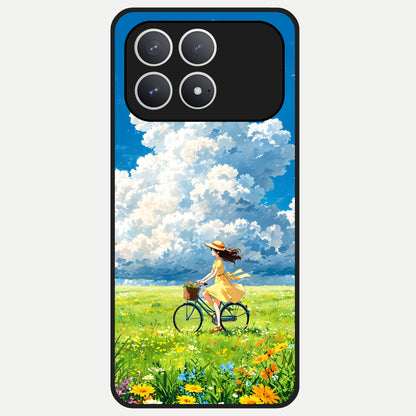  Breezy Meadow Ride Glass Case For Poco F8 Pro back cover – full design glossy printed glass finish