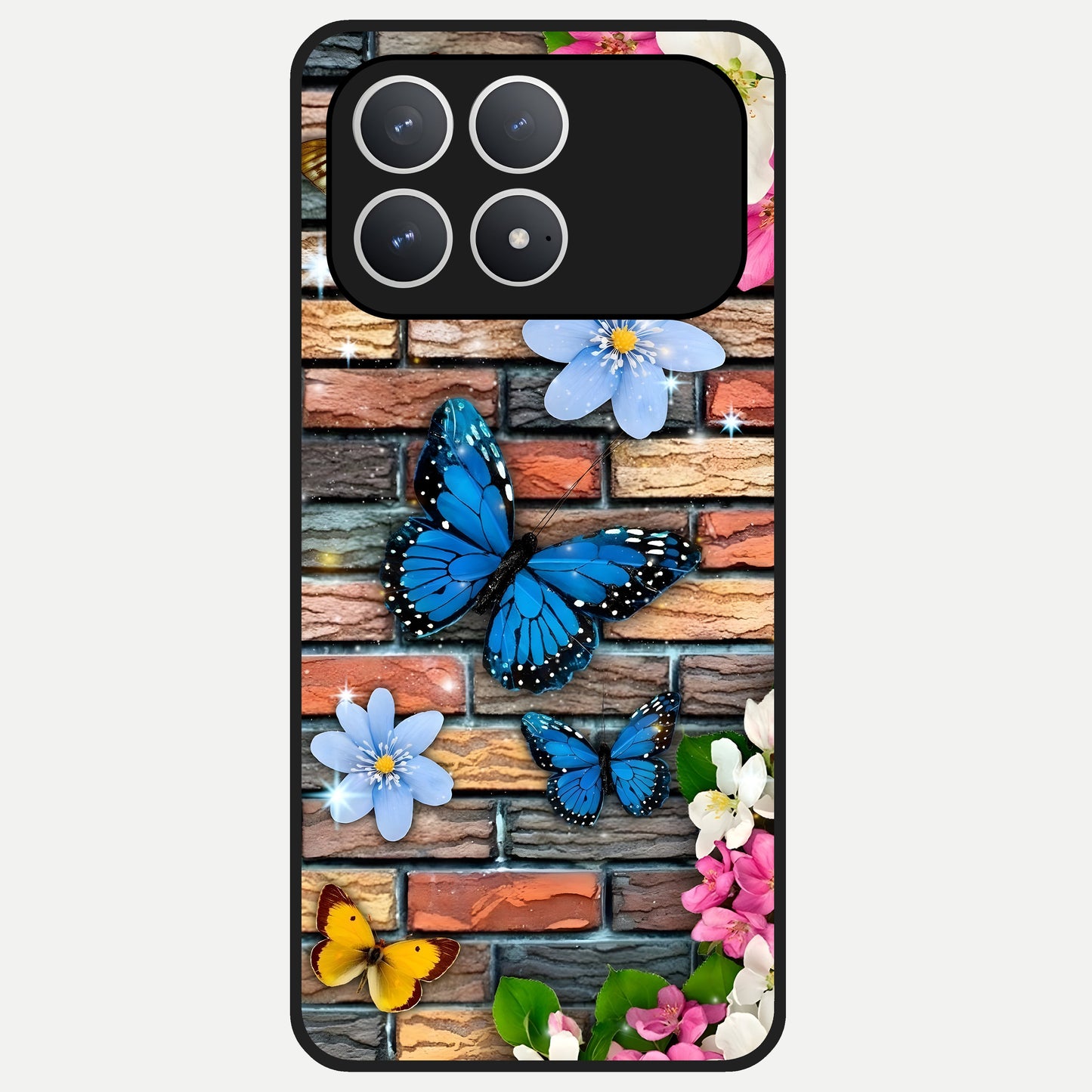  Brick Bloom Flight Glass Case For Poco F8 Pro back cover – full design glossy printed glass finish