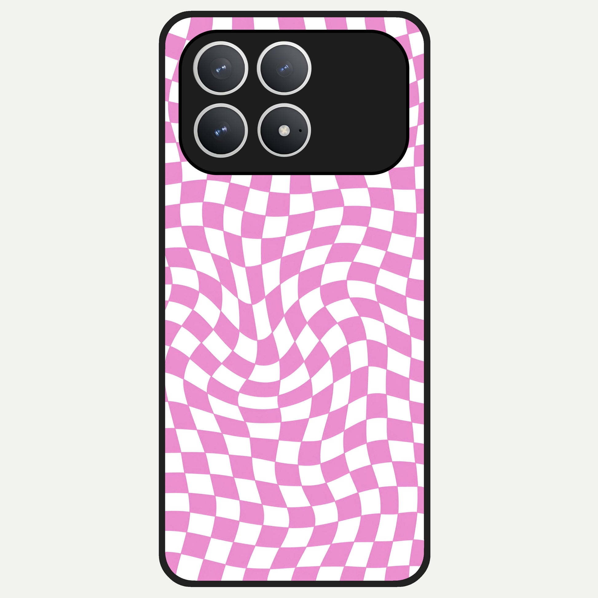  Bubblegum Check Wave Glass Case For Poco F8 Pro back cover – full design glossy printed glass finish