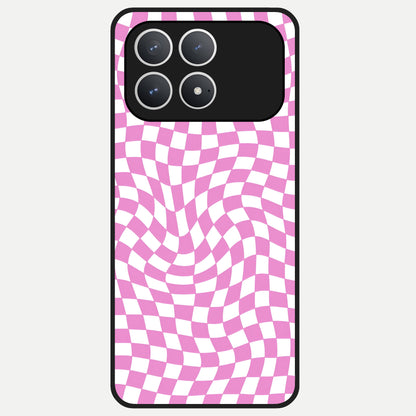  Bubblegum Check Wave Glass Case For Poco F8 Pro back cover – full design glossy printed glass finish
