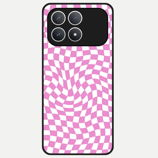  Bubblegum Check Wave Glass Case For Poco F8 Pro back cover – full design glossy printed glass finish