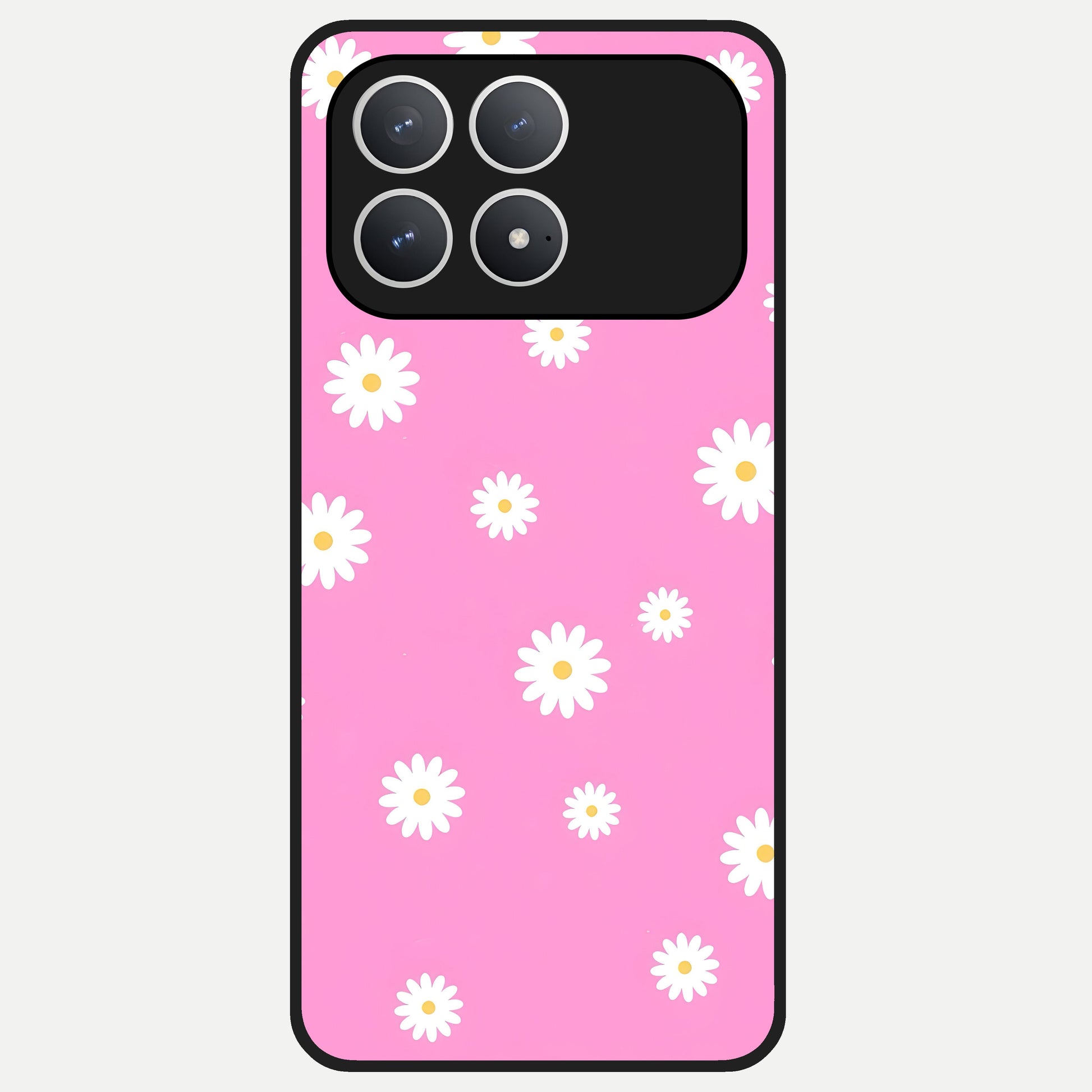  Bubblegum Daisy Pop Glass Case For Poco F8 Pro back cover – full design glossy printed glass finish