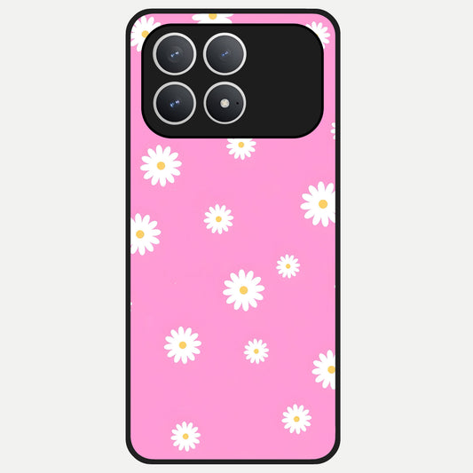  Bubblegum Daisy Pop Glass Case For Poco F8 Pro back cover – full design glossy printed glass finish
