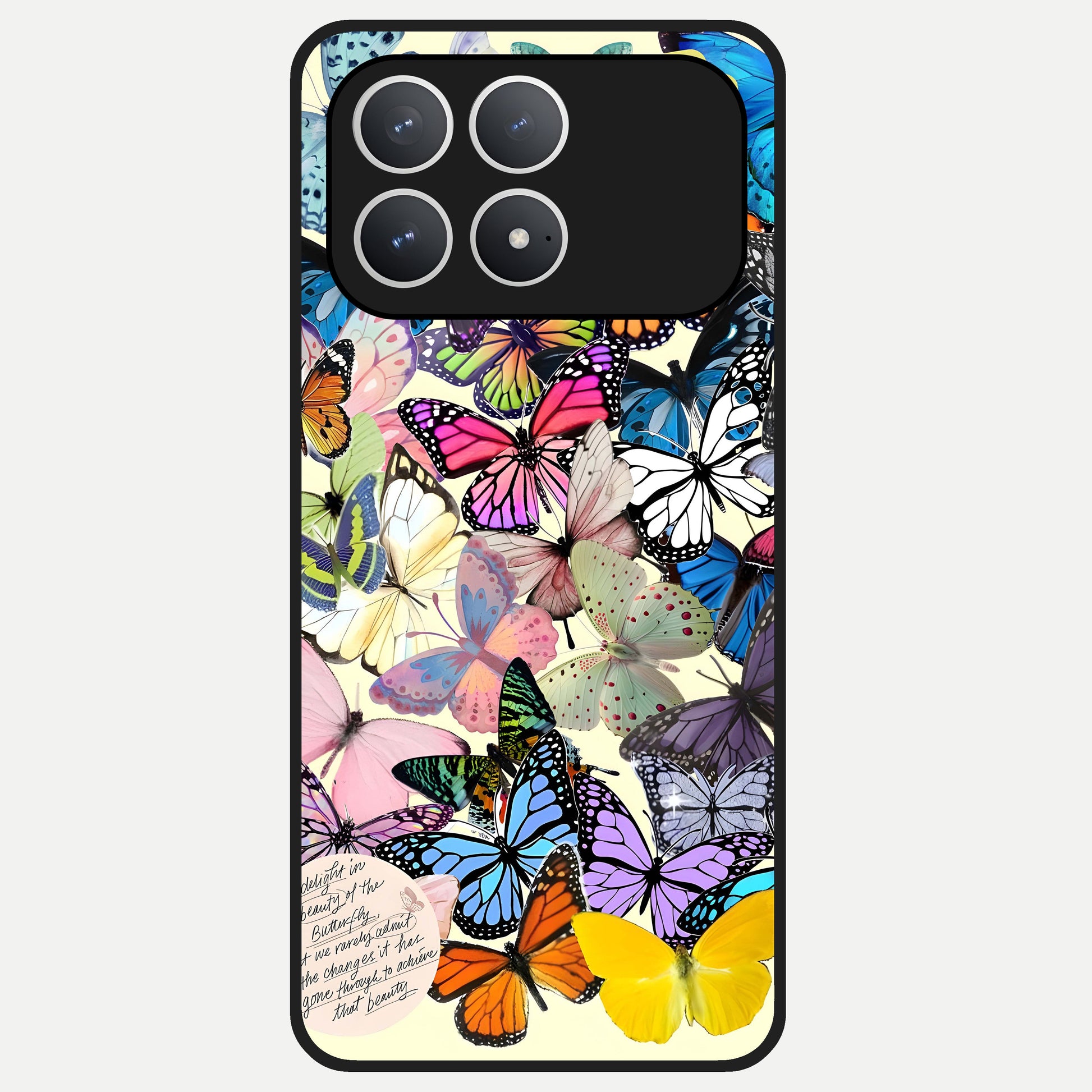  Butterflies Petal Dream Glass Case For Poco F8 Pro back cover – full design glossy printed glass finish