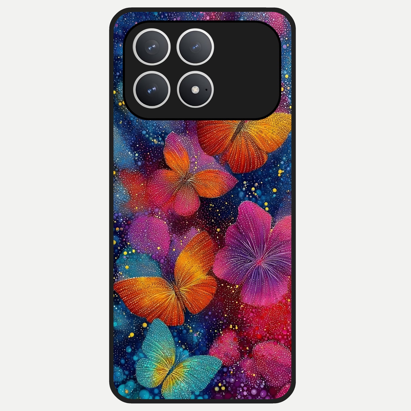  Butterfly Dream Mist Glass Case For Poco F8 Pro back cover – full design glossy printed glass finish