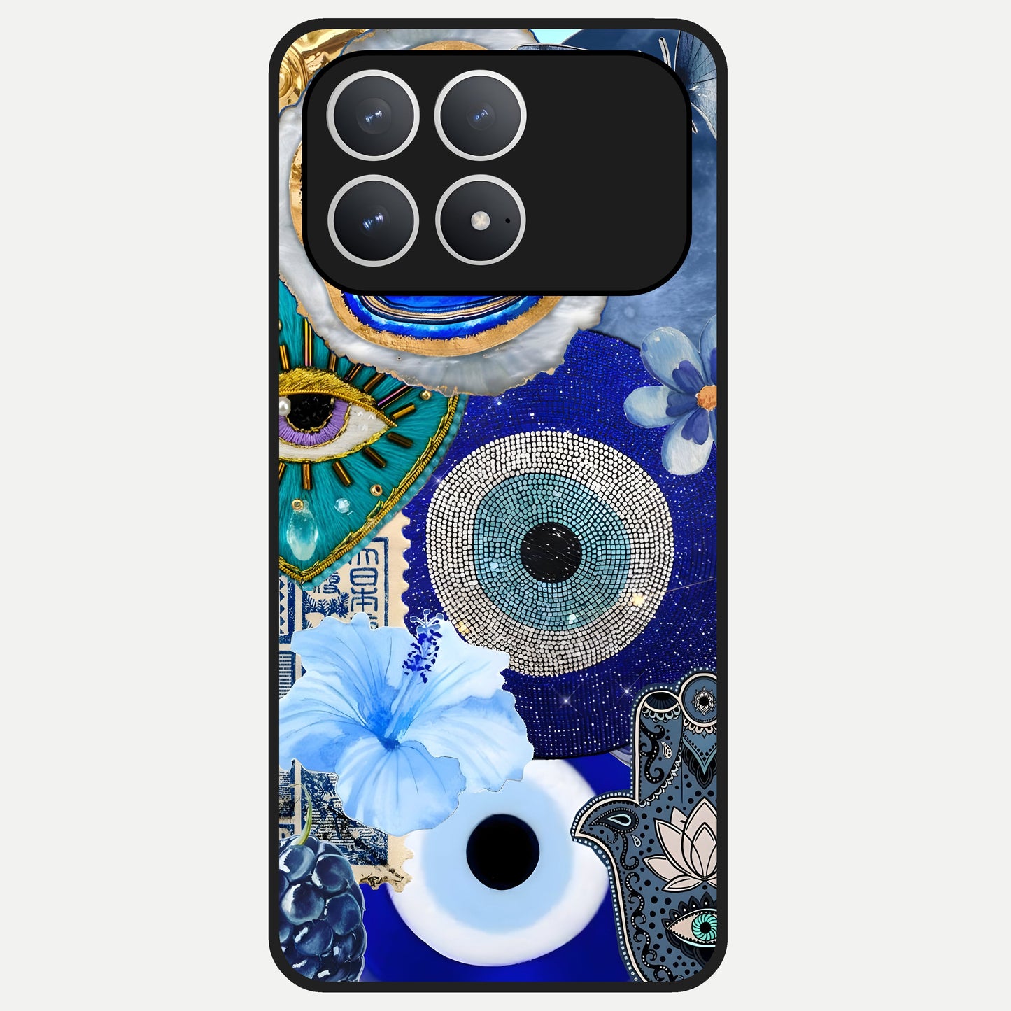  Celestial Blue Vision Glass Case For Poco F8 Pro back cover – full design glossy printed glass finish