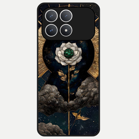  Celestial Lotus Morang Glass Case For Poco F8 Pro back cover – full design glossy printed glass finish